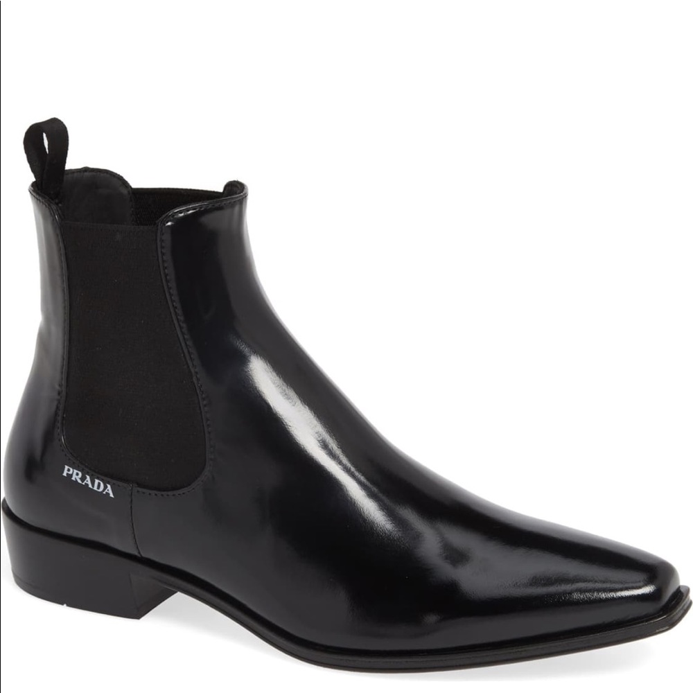 Prada black leather Chelsea Boot 7.5